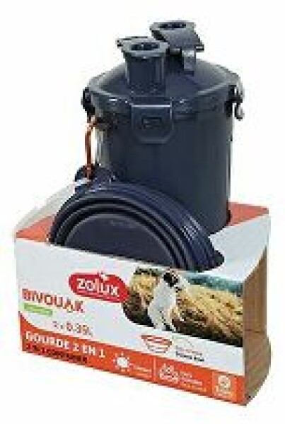 Lahev 2v1+ 2 misky BIVOUAK 2x350ml modrá Zolux