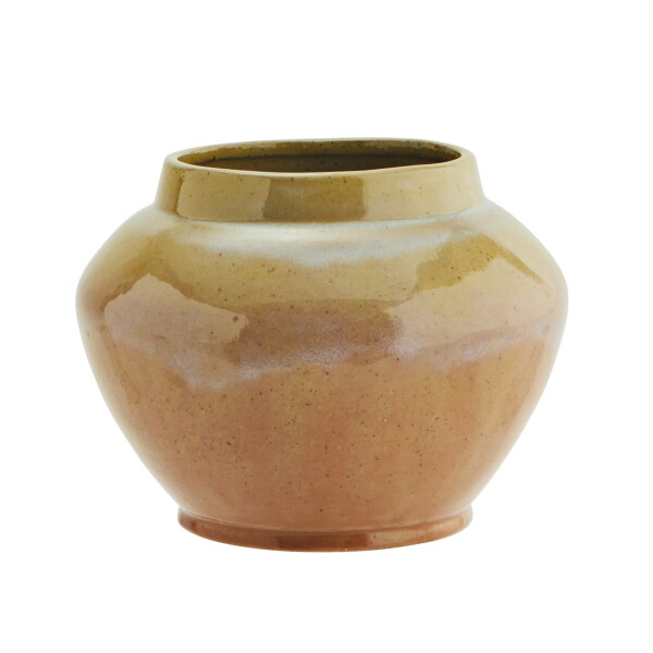 MADAM STOLTZ Kameninový obal na květináč Yellow/Pink/Orange 12,5 cm, oranžová barva, keramika