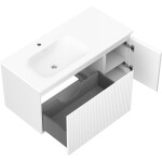 MEXEN/S - Rivel koupelnová skříňka 100 cm s umyvadlem Vela levá, 1S, 1D, reliéf, bílá mat 91A23-10047-3-BBFF01-W23L01