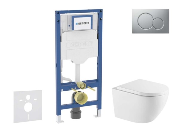 GEBERIT - Duofix Set předstěnové instalace, klozetu Oudee a sedátka softclose, tlačítko Sigma01, lakovaný matný chrom SANI11CA2113
