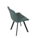 Židle jídelní, zelená látka v dekoru broušené kůže, černý kov