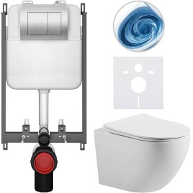 CERANO - Kompletní WC set Basic/Cesso - bílá matná - WC tlačítko Maxio/Stříbrná - pro zazdění - 49x36 CER-8050BD86176