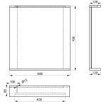 AQUALINE - KORIN STRIP zrcadlo s LED osvětlením 60x70x12cm, dub platin KO990S