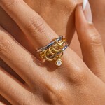 ELENYS Aria Duo – pozlacený prsten 18K žluté zlato Velikost: 7 (EU: 54-56)