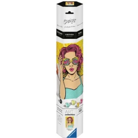 Ravensburger CreArt ART Collection Canvas Edition – Dáma v růžovém (PopArt) – malování podle čísel