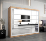 Šatní skříň Abi Ro2 Barva korpusu: Dub Sonoma, Rozměry: 250 cm, Dveře: Černá