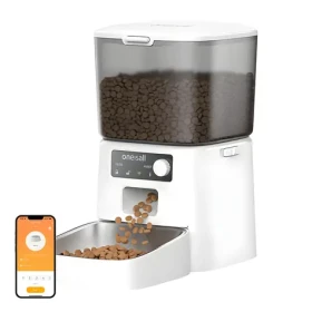 Oneisall PFD001 Pro bílá / Inteligentní dávkovač krmiva / 1,2 kg krmiva / 6 jídel denně / záložní baterie (PFD001 Pro)