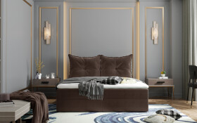 FRONTI Postel 8 160x200 s úložným prostorem - světlehnědá - Opera Ebony