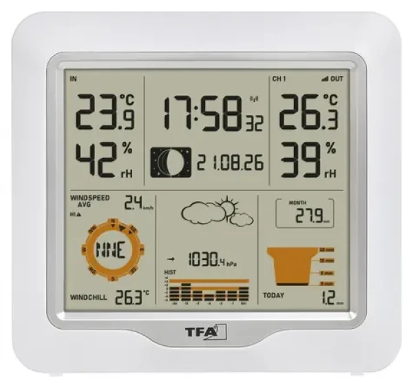 TFA 35.1177.02 WEATHER ONE / Hobby meteostanice / integrované čidlo / předpověď počasí / tlak vzduchu