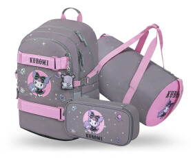 3 SET Skate Kuromi Grey: batoh, penál, sportovní taška
