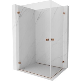 MEXEN/S - Lunar-B Duo sprchový kout dveře křídlové 95 x 85, transparent, růžové zlato 832-095L-085P-60-00
