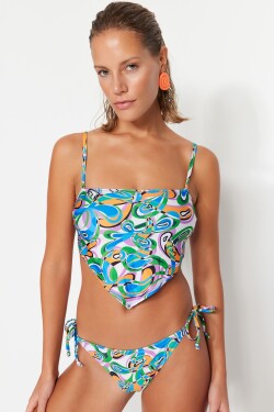 Trendyol Lilac Print Detail Bikiny Top