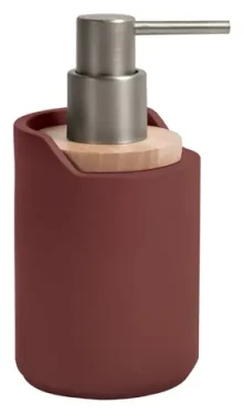 SPIRELLA SYBELLA dávkovač mýdla karmínově červený / polyresin / dřevo / 300 ml