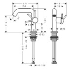 HANSGROHE - Tecturis S Umyvadlová baterie s výpustí Push-Open, CoolStart, EcoSmart+, kartáčovaný černý chrom 73320340