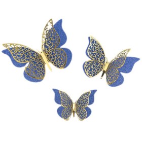 Dortisimo Nejedlá dekorace modro-zlatá Motýlci (12 ks)