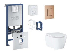 GROHE - Rapid SLX Set předstěnové instalace, klozetu, sedátka SoftClose, tlačítka Skate Cosmopolitan a sady pro vhazování tablet, kartáčovaný Warm Sunset SANI11BB4152