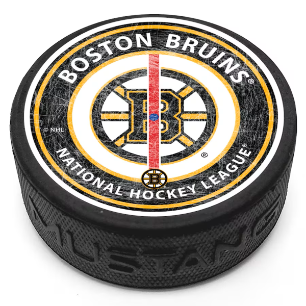Mustang Puk Boston Bruins NHL Center Ice Puck