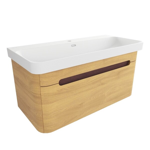 Koupelnová skříňka s umyvadlem SAT Fusion 97,5x43x45 cm dub medový mat SATFUSION100DMMW SATFUSION100DMMW