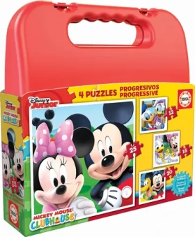 EDUCA Puzzle v kufříku Mickey Mouse a kamarádi 4v1
