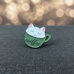 Pinarna.cz Catffee - bílá kočička v zeleném hrníčku