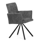 Židle jídelní, šedá látka, černý kov, otočný mechanismus 90°/90° (L/P) - funkce reset