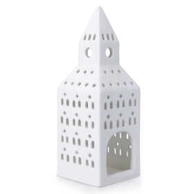 KÄHLER Lucerna domeček Church Tower 20 cm, bílá barva, keramika