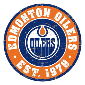Mustang Cedule Edmonton Oilers NHL 22" Round Distressed Logo