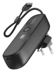SBS Hybrid černá / Powerbanka / 5000 mAh / 20 W PD / integrovaný kabel / skládací zástrčka