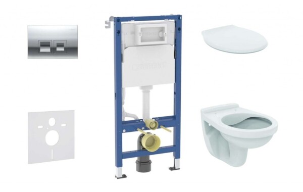 GEBERIT - Duofix Set předstěnové instalace, klozetu Alpha a sedátka, tlačítko Delta35, lesklý chrom SANI11CD1144