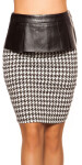 Sexy KouCla pencilskirt w.peplum a.houndstooth barva blackwhite velikost