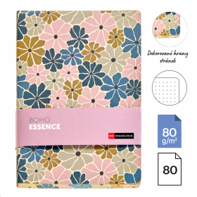 Miquelrius poznámkový zápisník - BOHO ESSENCE, A5, 80 g, karton + PU, 80 listů, tečky, mix barev