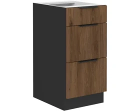 Dolní zásuvková kuchyňská skříňka Monza, 40 cm, ořech/černá