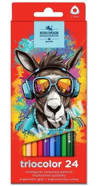 KOH-I-NOOR Trojhranné pastelky Triocolor 24ks Osel (3134024013KS)
