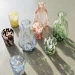 MADAM STOLTZ Karafa z brokového skla Green/White, zelená barva, sklo