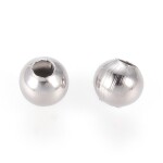 Korálek z nerezové oceli - dutý - platinový - ∅ 6 mm - 1 ks