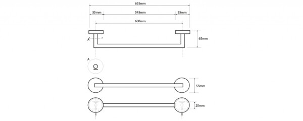 SAPHO - X-STEEL držák ručníků 600, nerez mat XS402