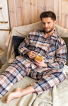 Pánské pyžamo Key MNS 443 B25 délka/r M-2XL na zip hnědá M