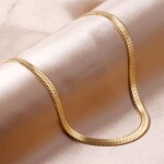 Pozlacený herringbone řetízek – 5 mm plochý hadí náhrdelník, Zlatá 50 cm