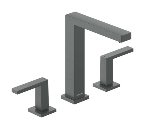 HANSGROHE - Tecturis E Umyvadlová baterie s výpustí Push-Open, 3-otvorová instalace, EcoSmart+, kartáčovaný černý chrom 73030340