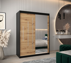 Šatní skříň Abi Y2 Barva korpusu: Černá, Rozměry: 150 cm, Dveře: Dub artisan