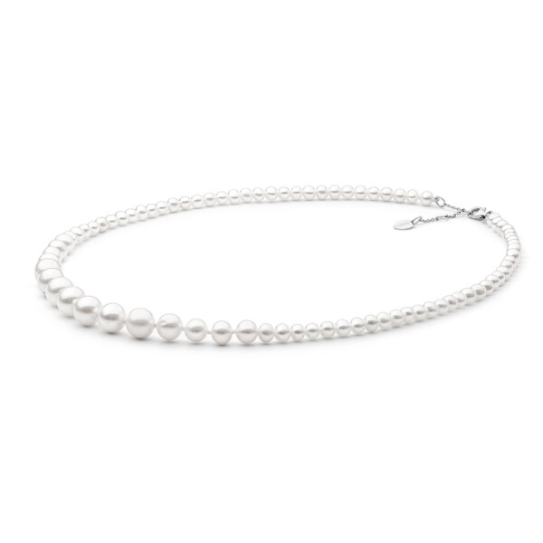 Perlový náhrdelník Bianca - sladkovodní perla, stříbro 925/1000, Bílá 43 cm + 2 cm (prodloužení)