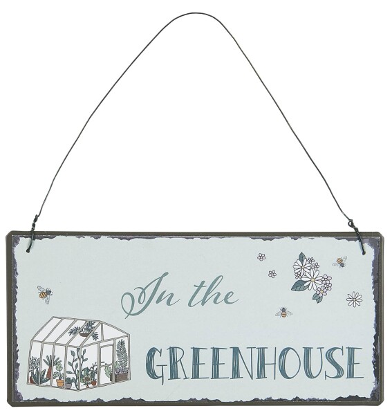 Ib Laursen Plechová cedulka Greenhouse, modrá barva, kov