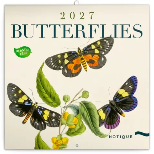 NOTIQUE Motýli 2027 / Poznámkový kalendář / 30 × 30 cm / Plastic Free