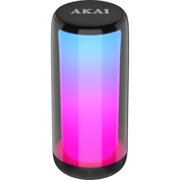 AKAI CS2 Glow Přenosný reproduktor černá / Bluetooth 5.0 / microSD / USB / AUX / 10W / RGB (4905192533670)