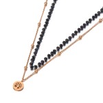 Ocelový náhrdelník se zirkonem Serena - chirurgická ocel, strom života, Zlatá 38 cm + 5 cm (prodloužení)