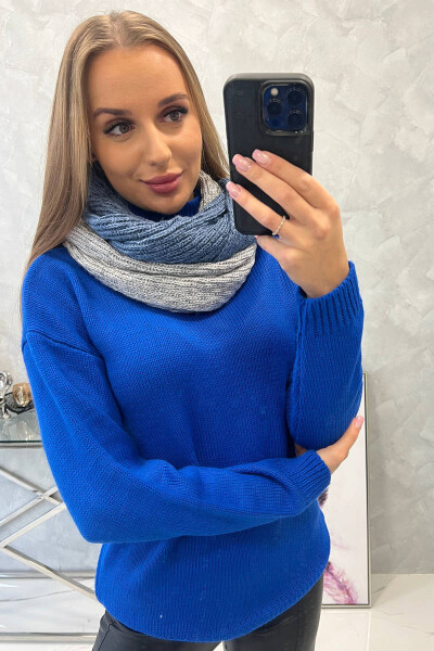 KN14 Dámský dvoubarevný džínový + šedý snood UNI