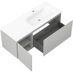 MEXEN/S - Rivel koupelnová skříňka 120 cm s umyvadlem Vela pravá, 1S, 1D, reliéf, šedá mat/bílá mat 91A23-12047-3-BBFF62-W23P01