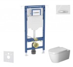 GEBERIT - Duofix Set předstěnové instalace, klozetu a sedátka Duravit ME by Starck, tlačítka Sigma50, Rimless, SoftClose, alpská bílá SANI11CP3114
