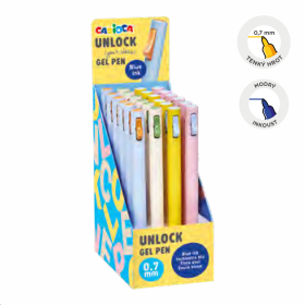 Carioca gelový roller - Unlock, 24 ks, modrá náplň, displej - 24ks