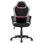 Kancelářská a herní židle, potah růžová, šedá a černá látka, houpací mechanismus